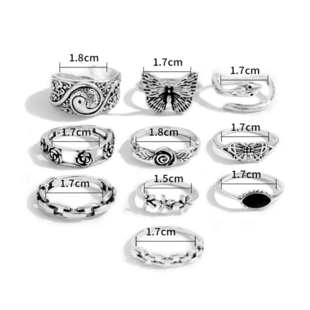 New Set of 10 Silver Rings - Picture 2 of 3